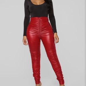 Red Ruched Pants (Fashion Nova)